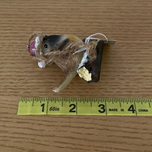 Glittery Chickadee Bird on Branch Christmas Ornament Santa Hat Heartland Holiday - Picture 9 of 9